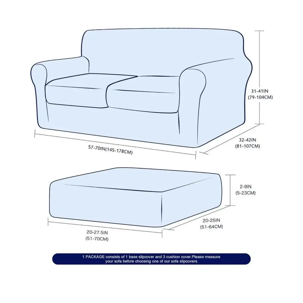 Subrtex Medium 3 PC Jacquard Sofa Slipcover‎ Light Smoky Gray